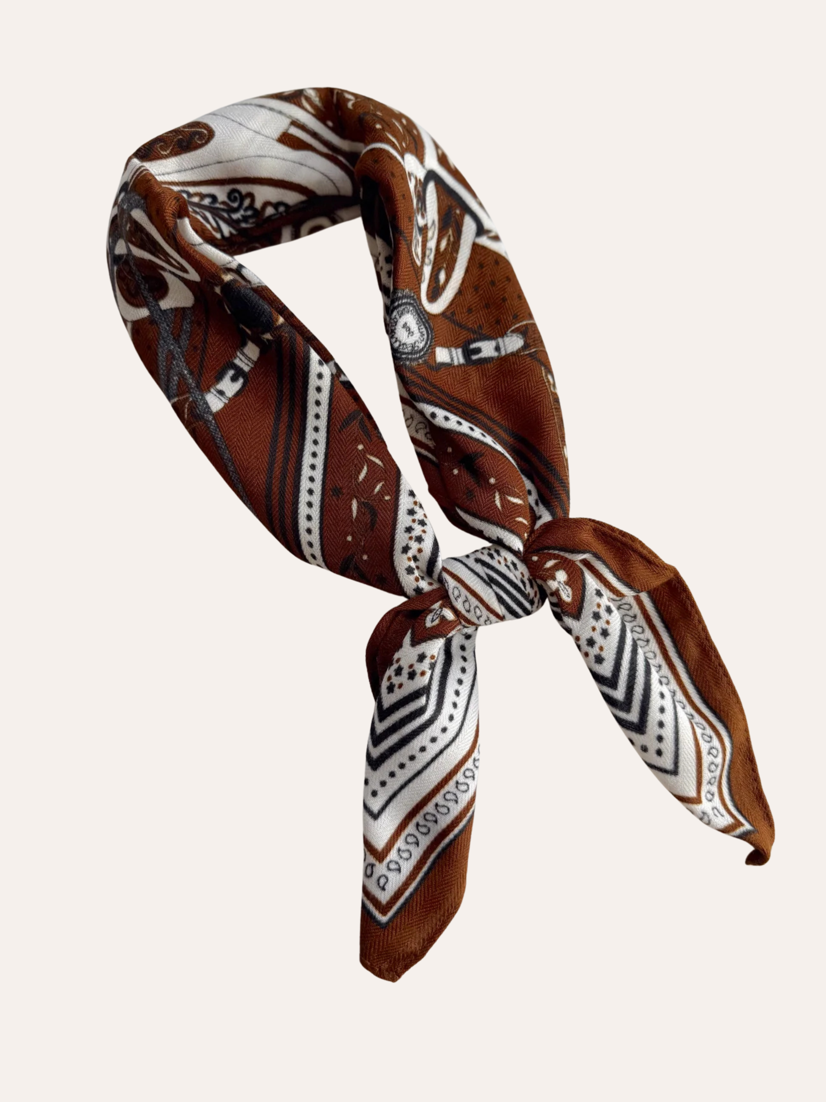 Brown & White Bandana Scarf
