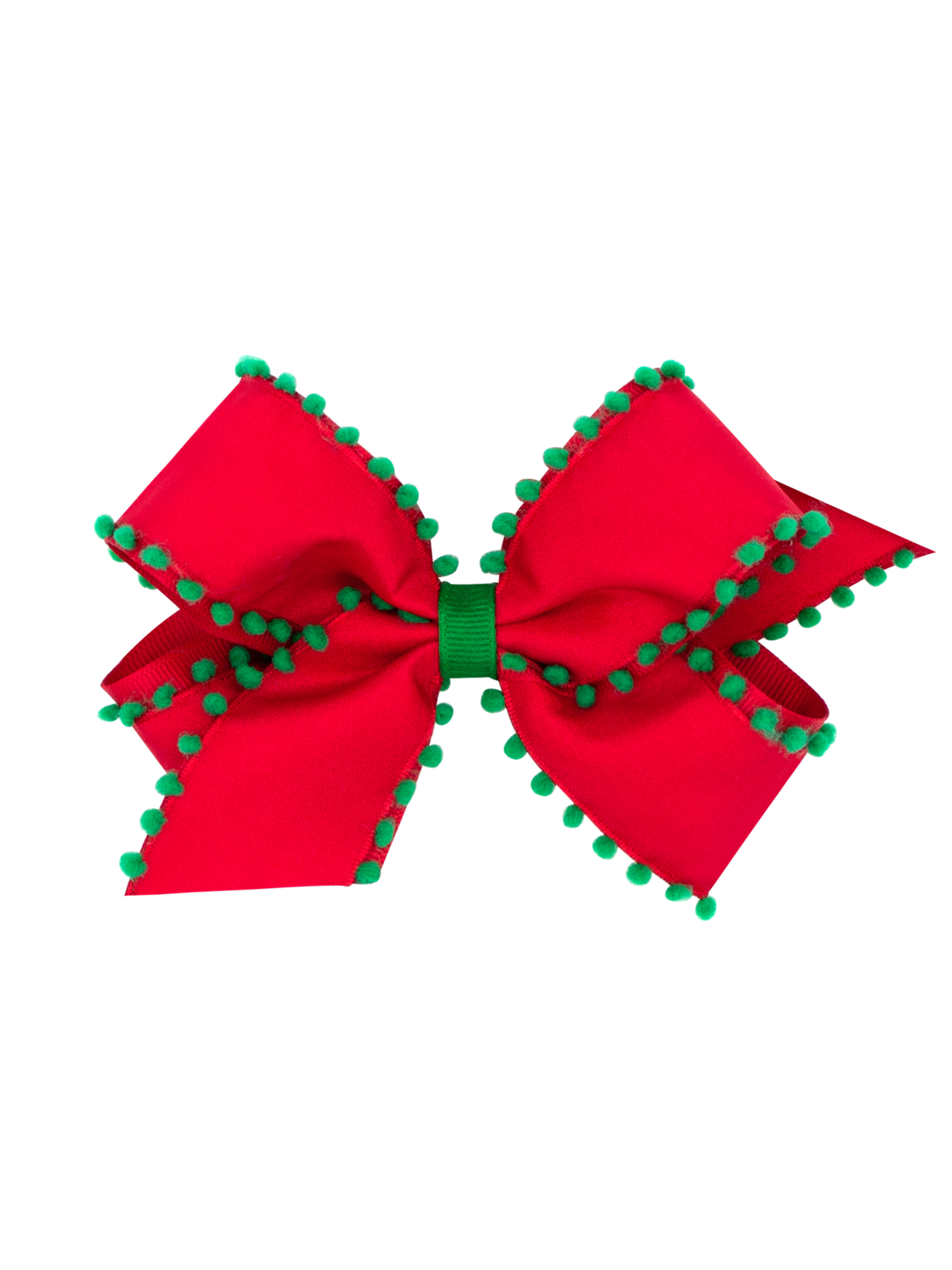 Pom Pom Bow - Red/Green