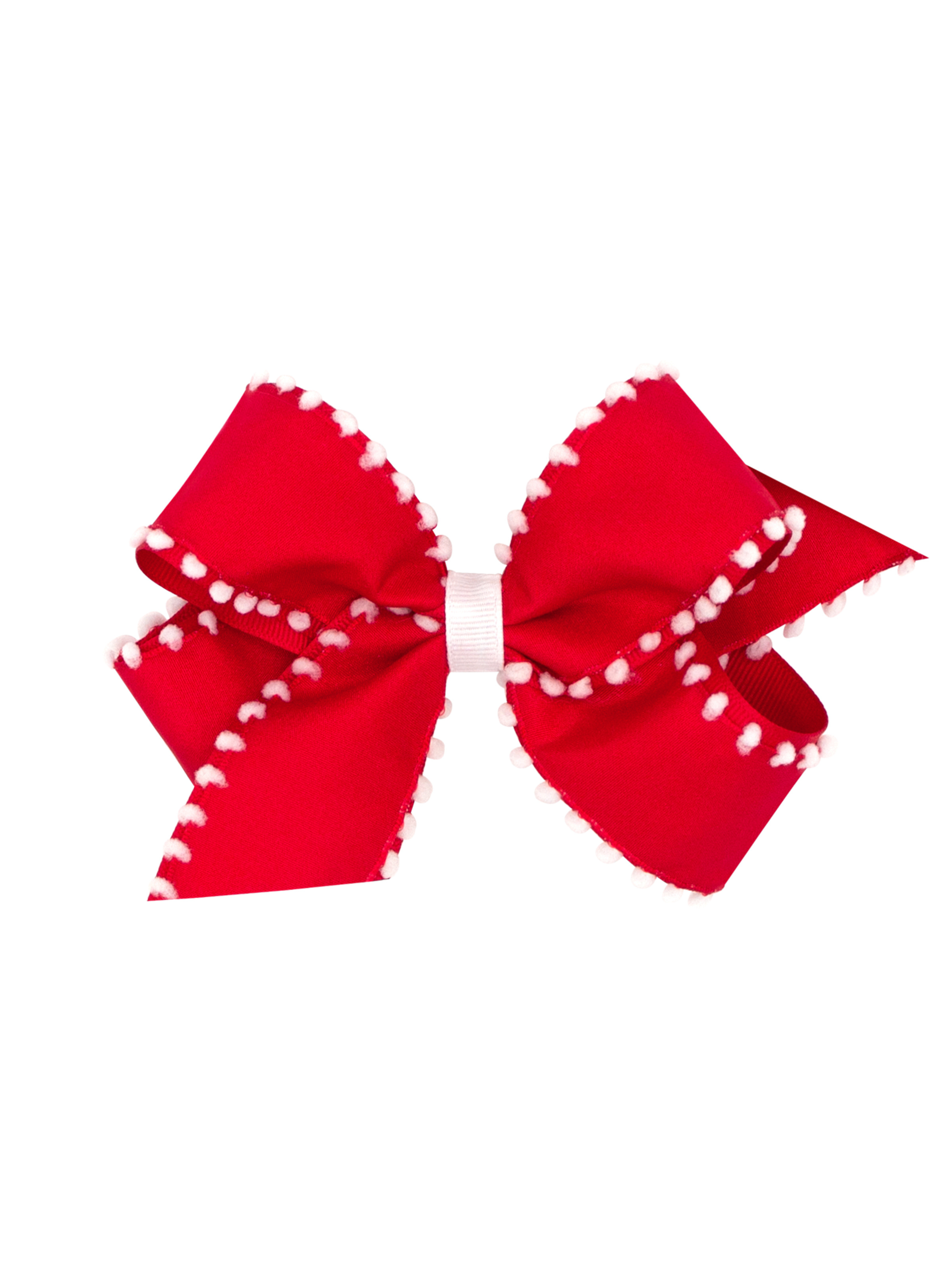 Pom Pom Bow - Red/White