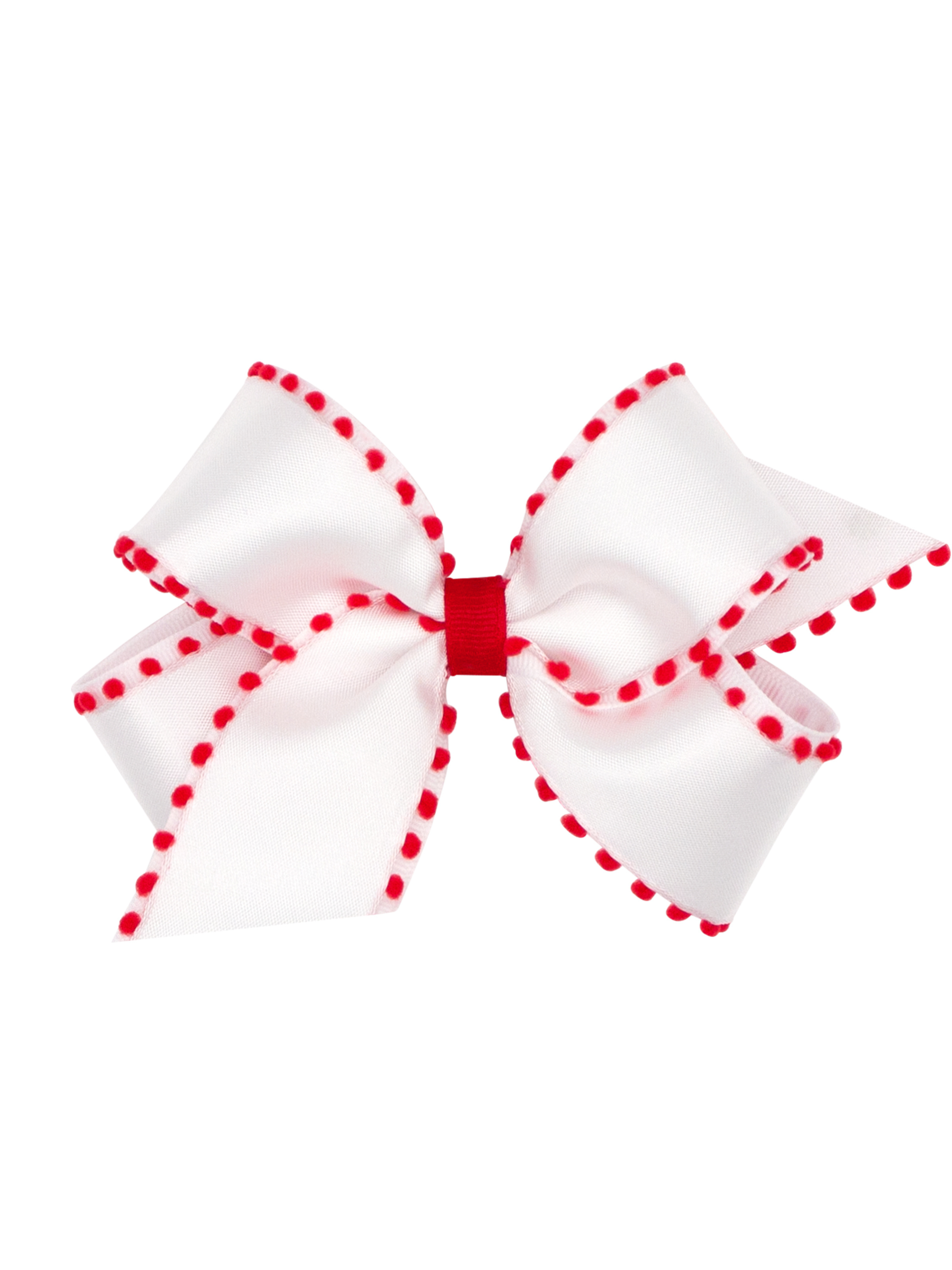 Pom Pom Bow - White/Red