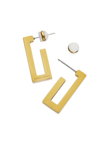 Waterproof Gold Rectangular Hoops