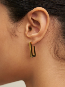 Waterproof Gold Rectangular Hoops