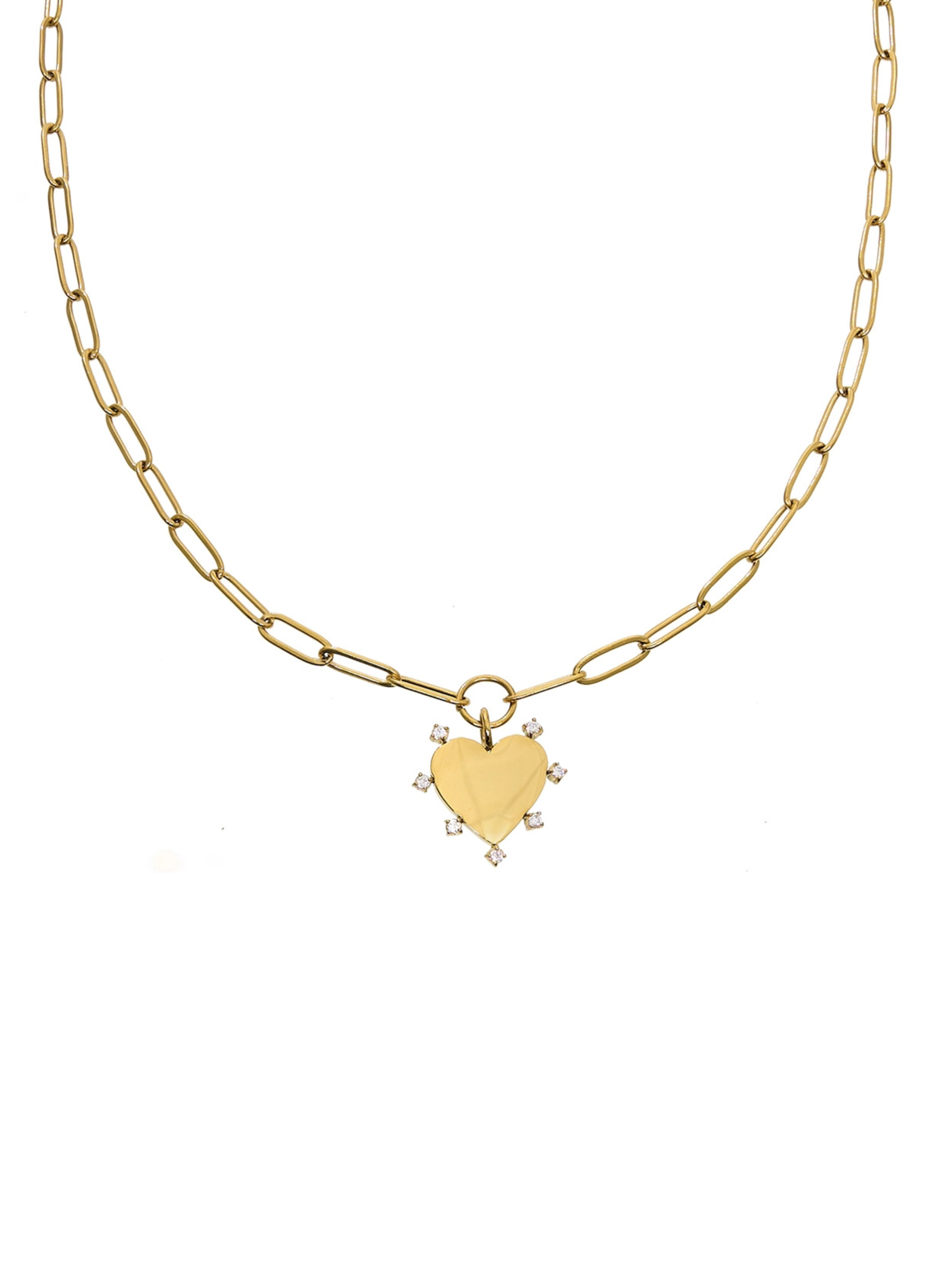Gold Diamond Heart Necklace