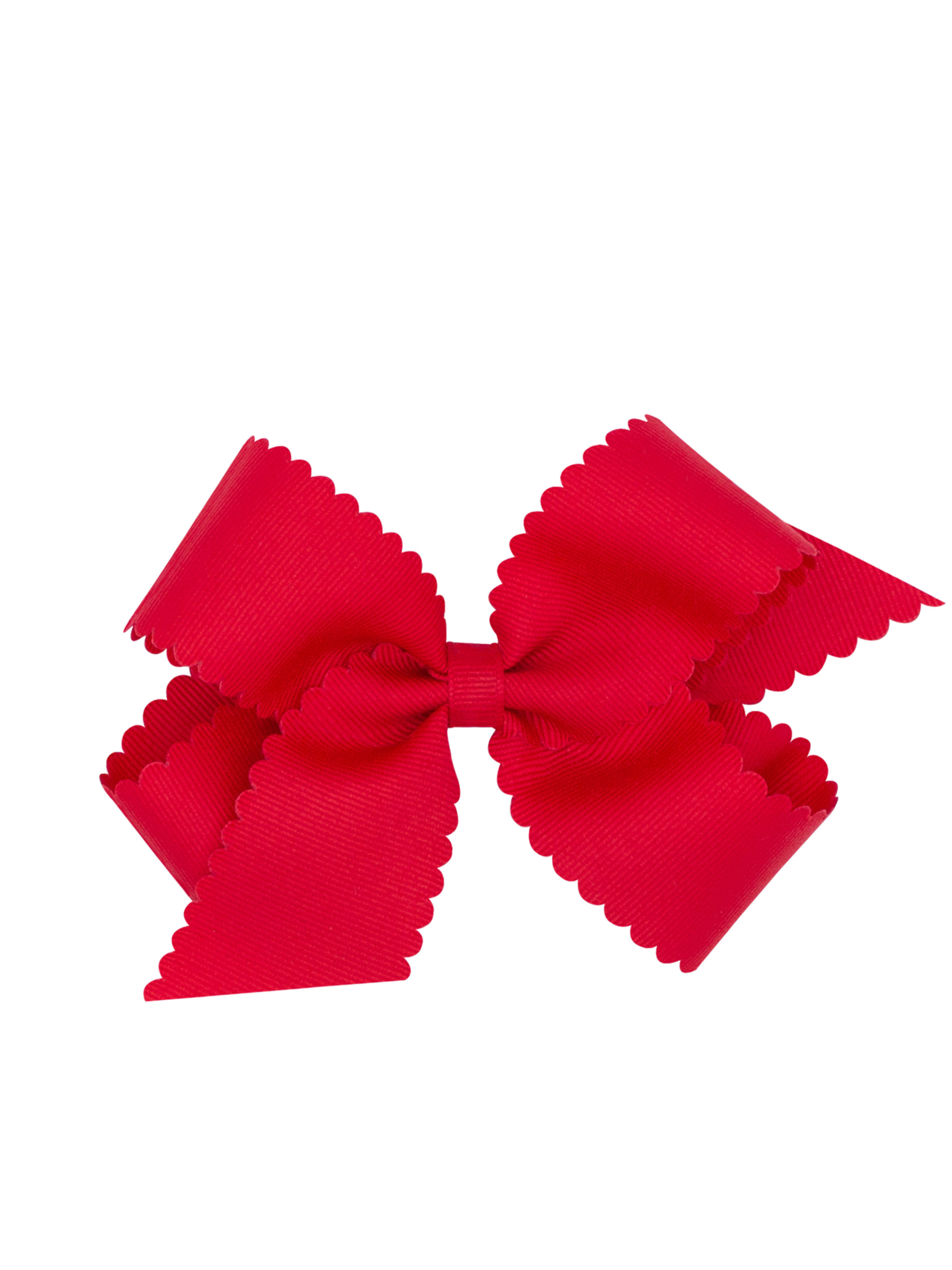 Medium Scalloped Grosgrain Bow - Red
