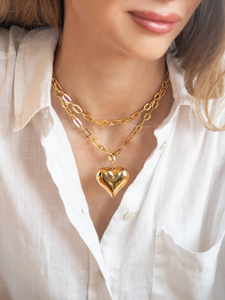 Adjustable Big Puffy Heart Necklace