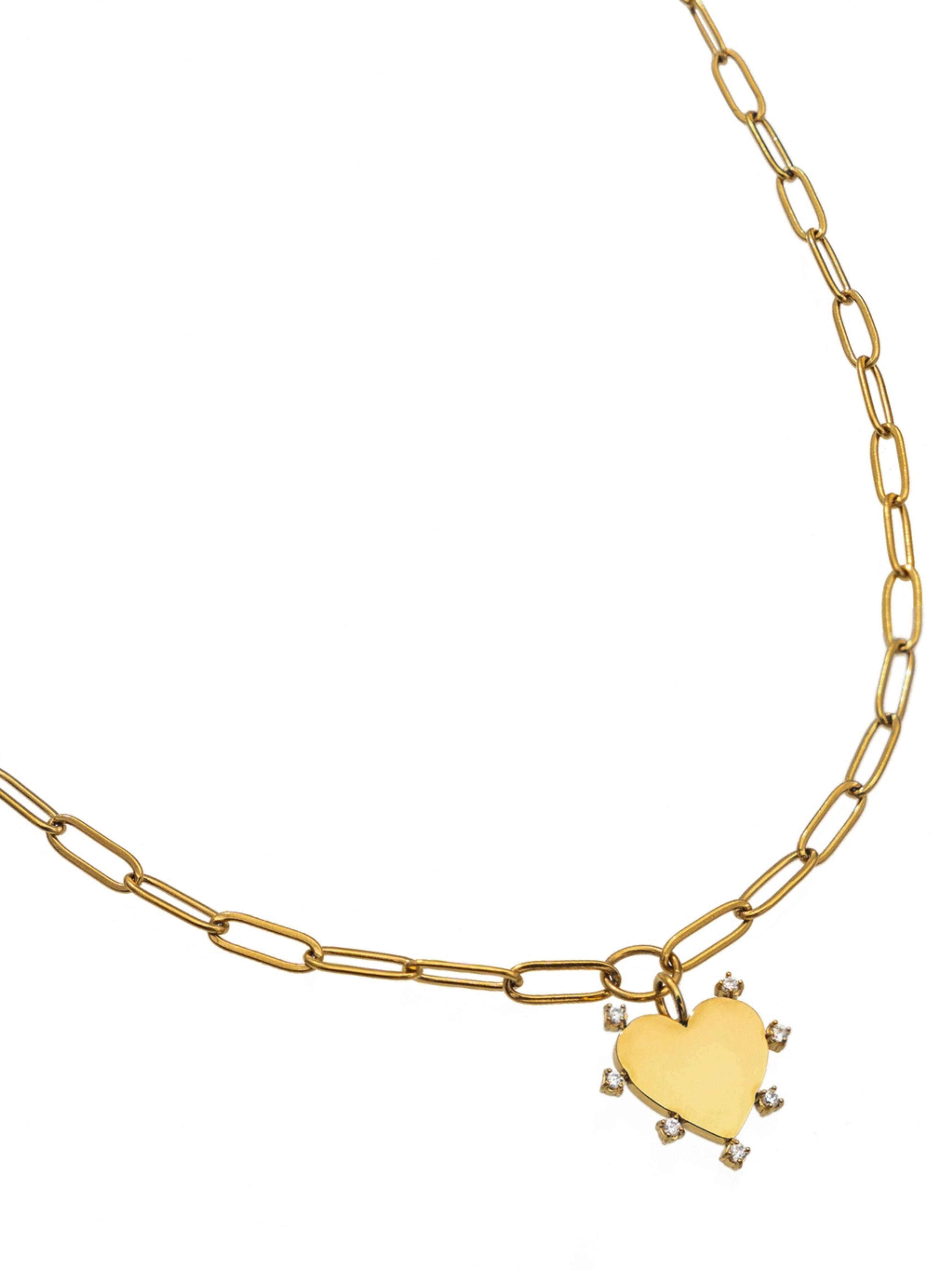 Gold Diamond Heart Necklace