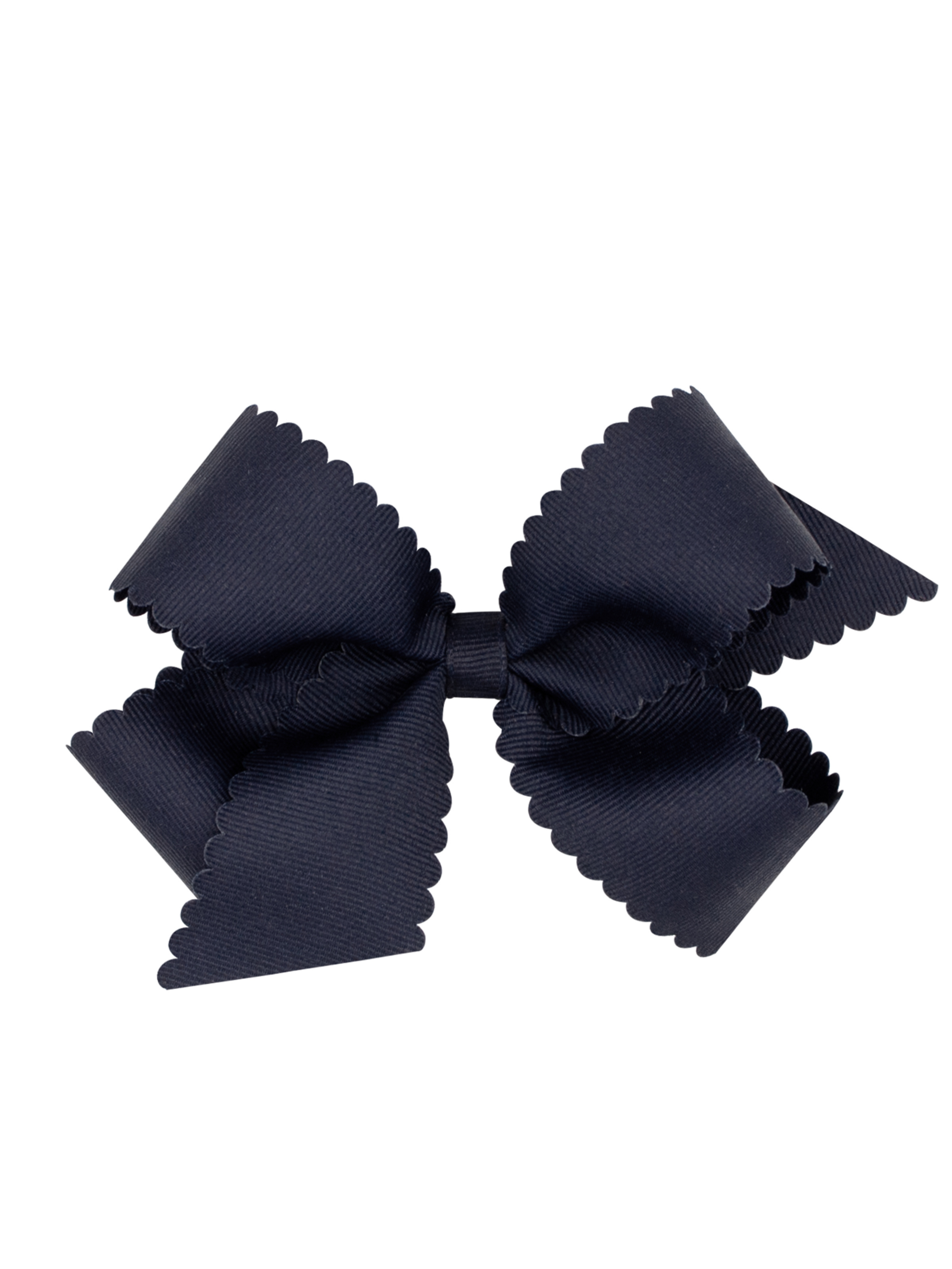 Medium Scalloped Grosgrain Bow - Navy