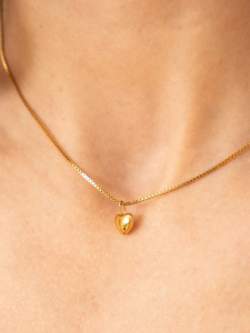 Tiny Gold Puffy Heart Necklace