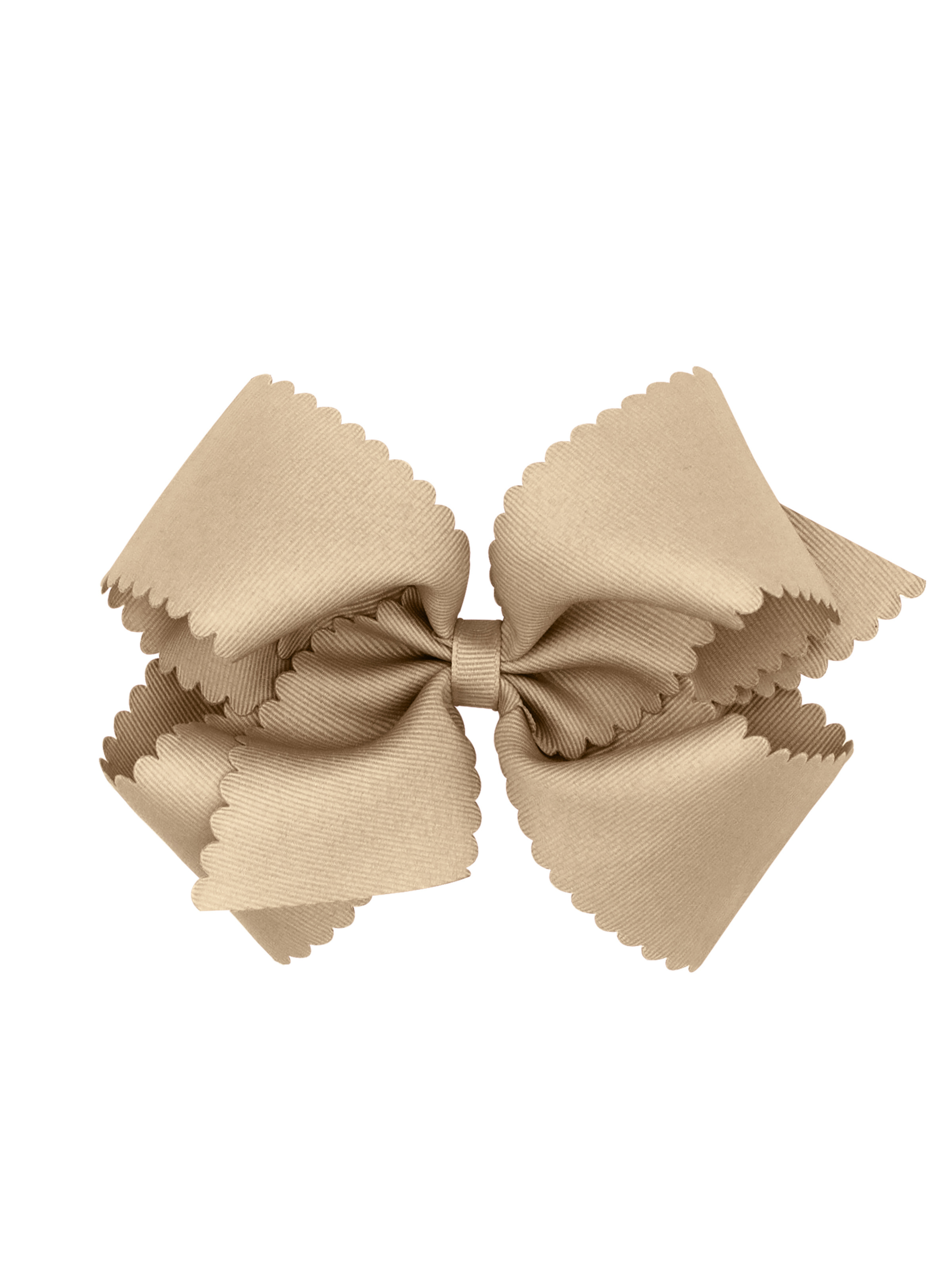 King Scalloped Grosgrain Bow - Oatmeal