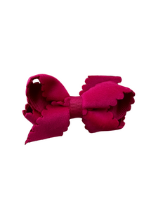 Mini Scallop Velvet Bow - Maroon