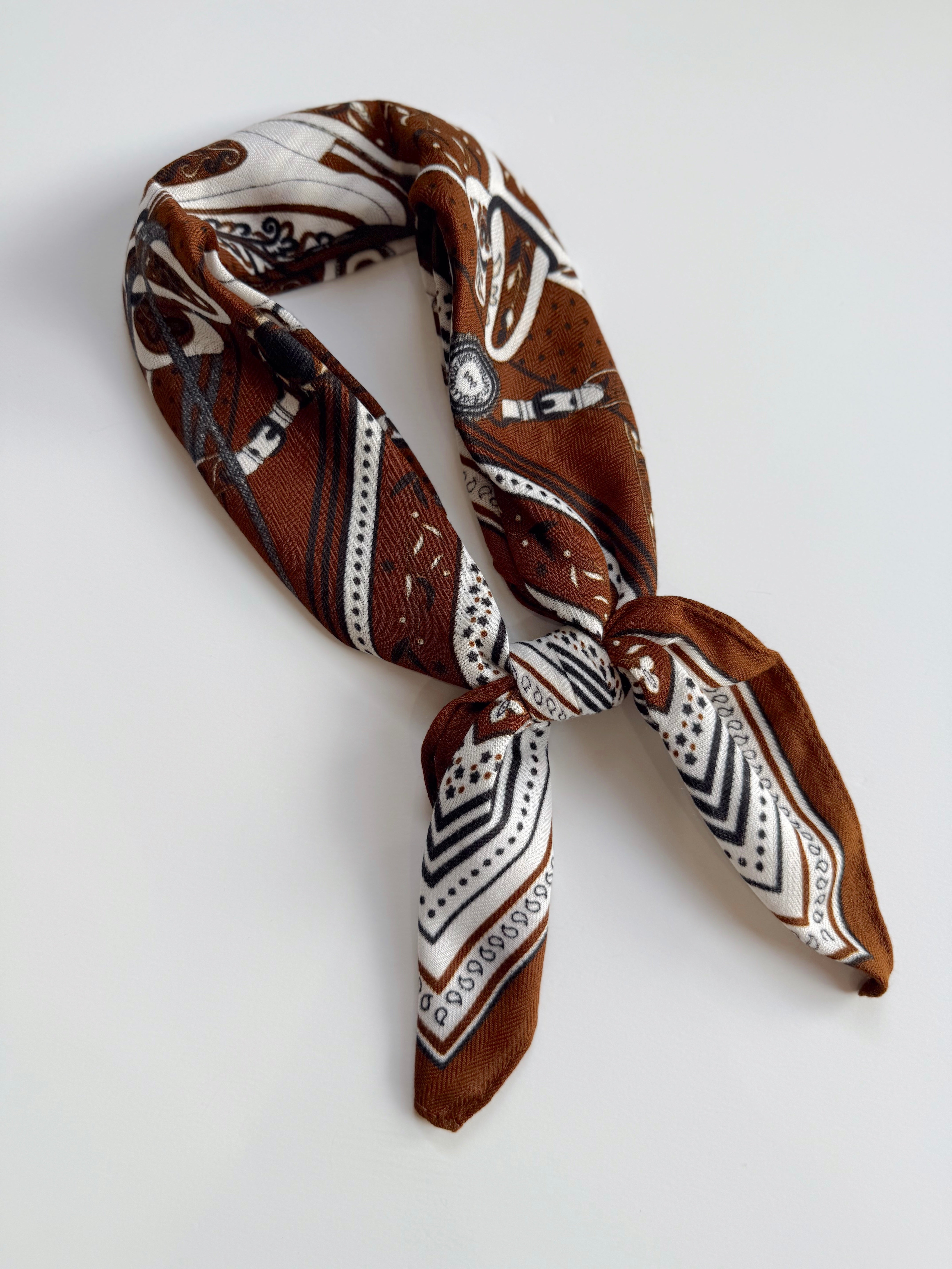 Brown & White Bandana Scarf