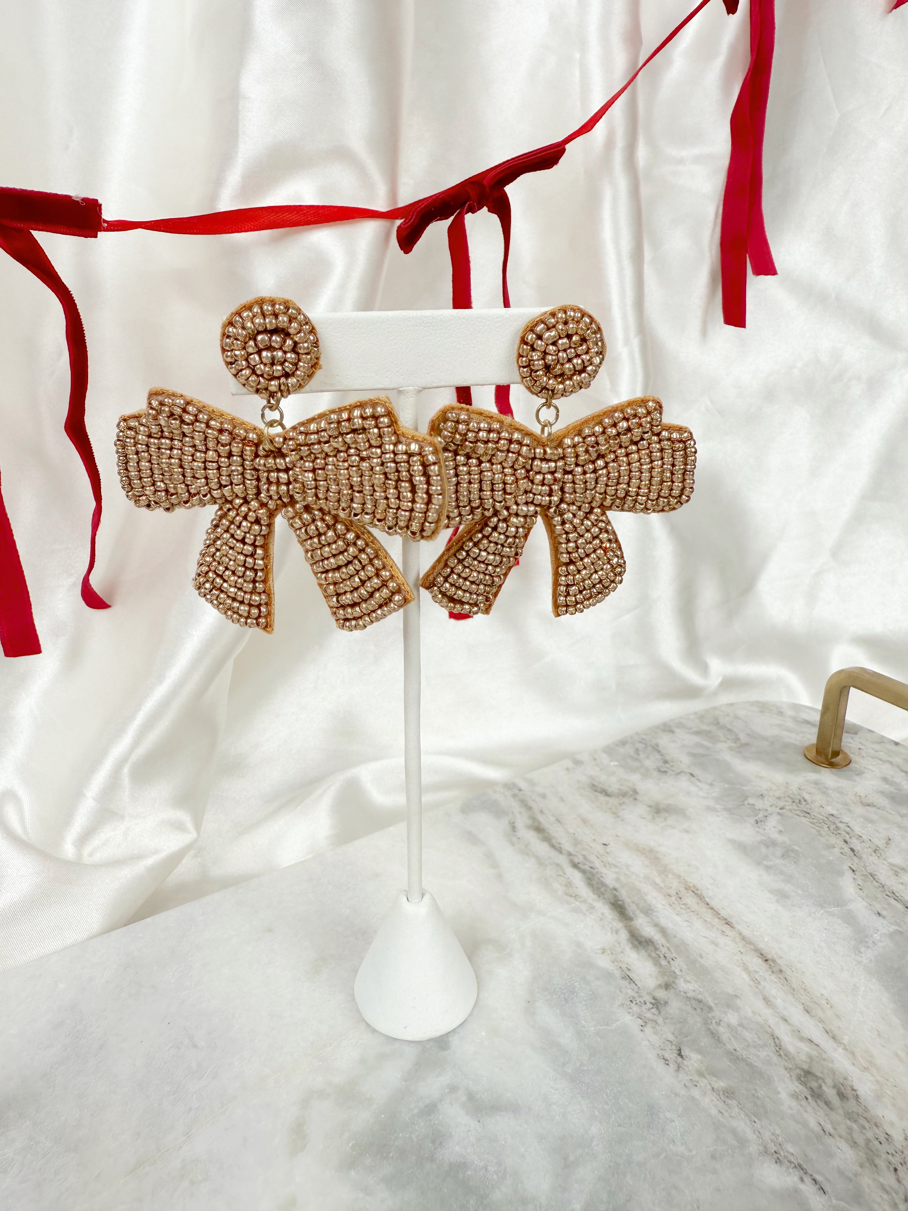 Gold Ribbon & Bow Earring