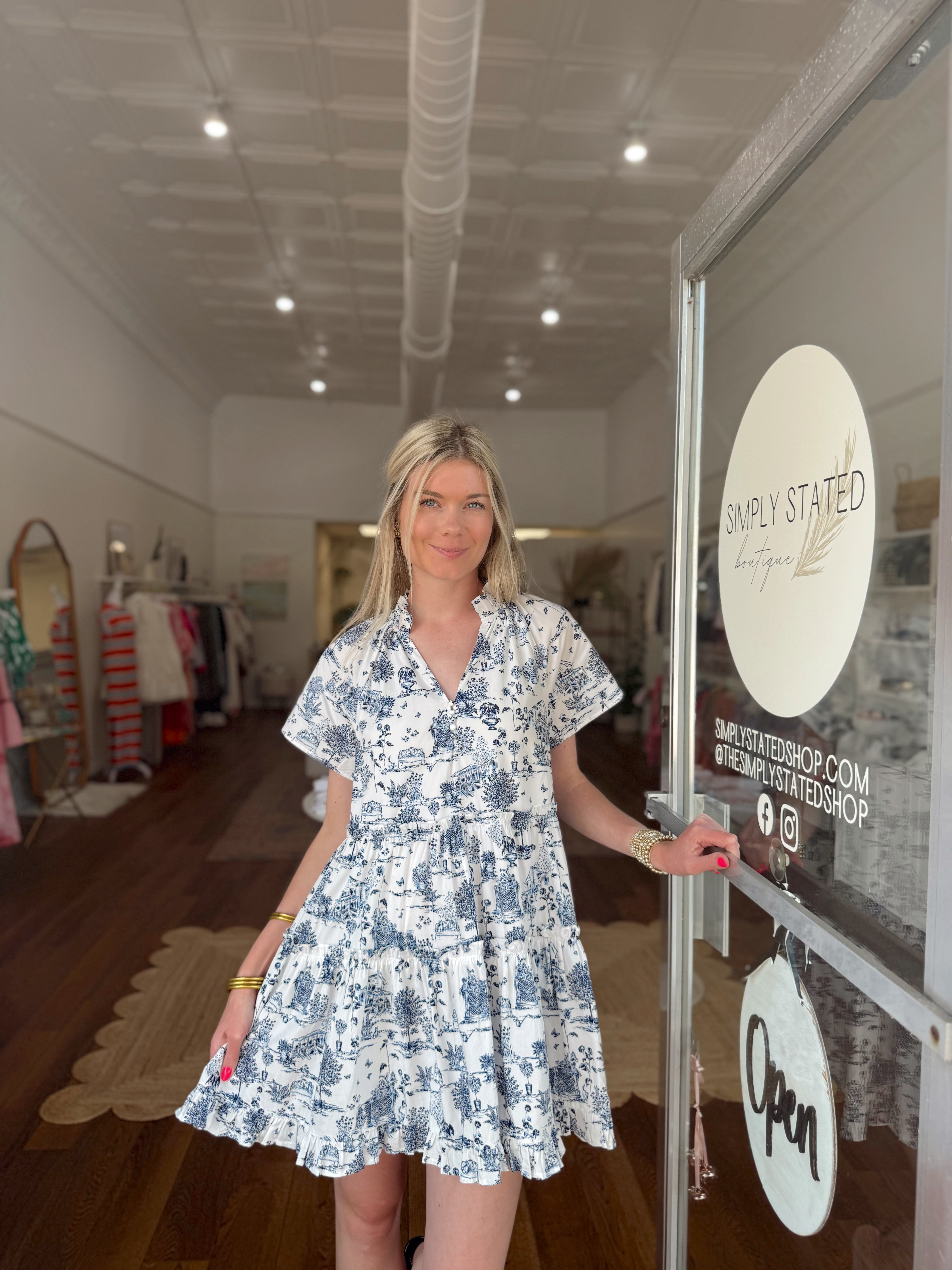 Charleston Toile Mini Dress