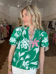 Maude Vivante Raya Top in Mint Flora