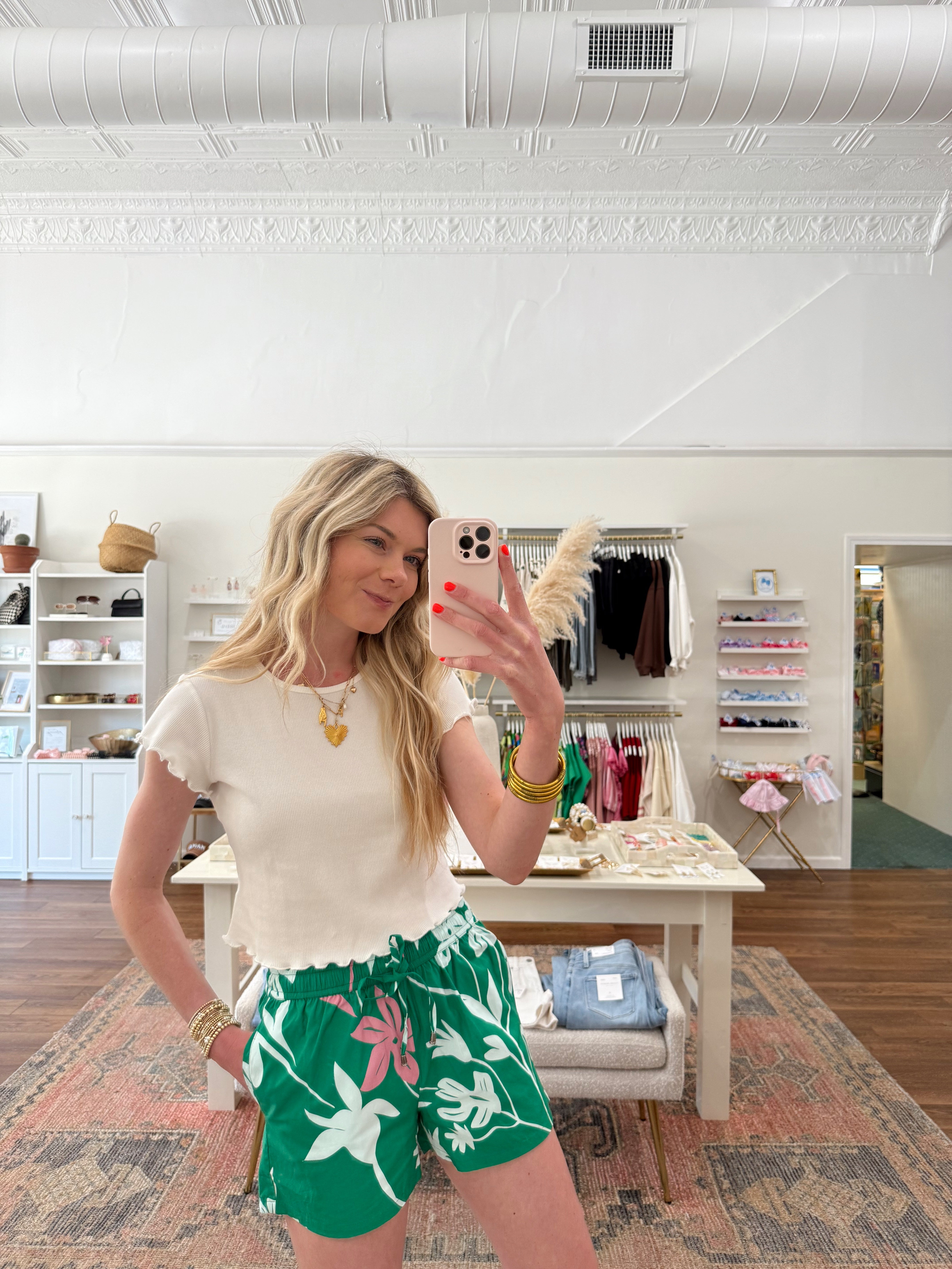 Maude Vivante Liz Shorts in Mint Flora