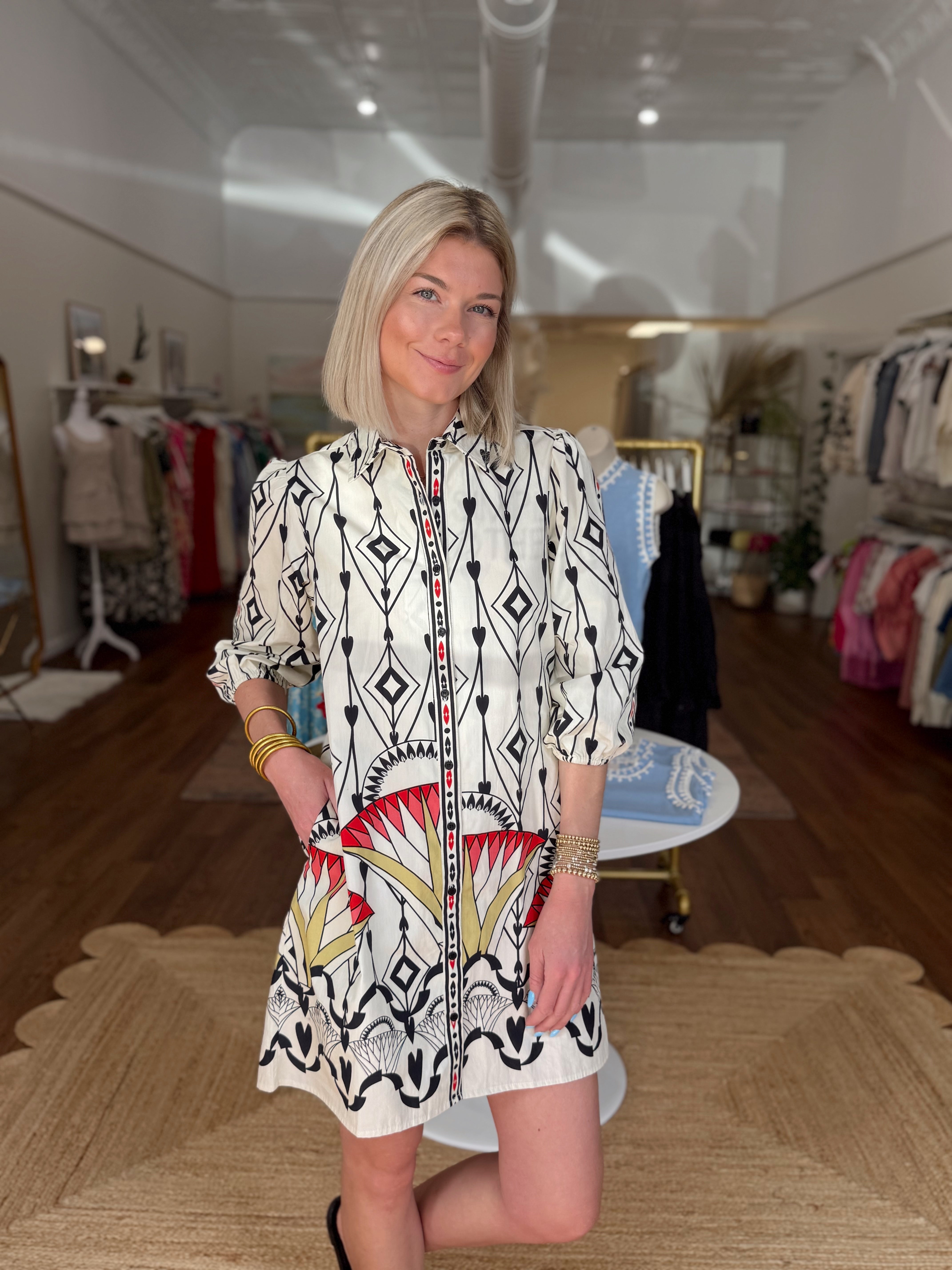 Maude Vivante Ava Dress in Arrow Motifs