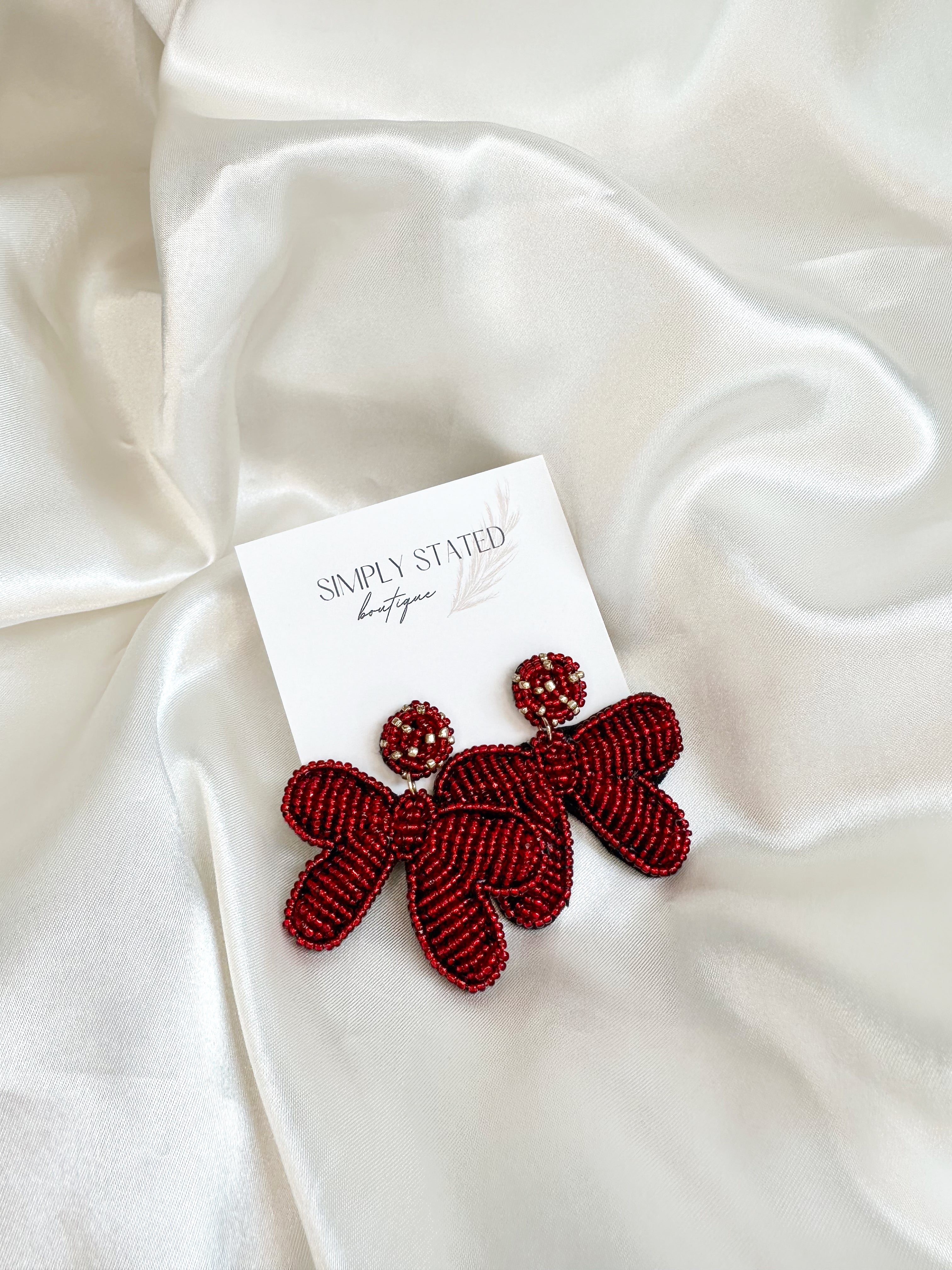 Red Bow Earring