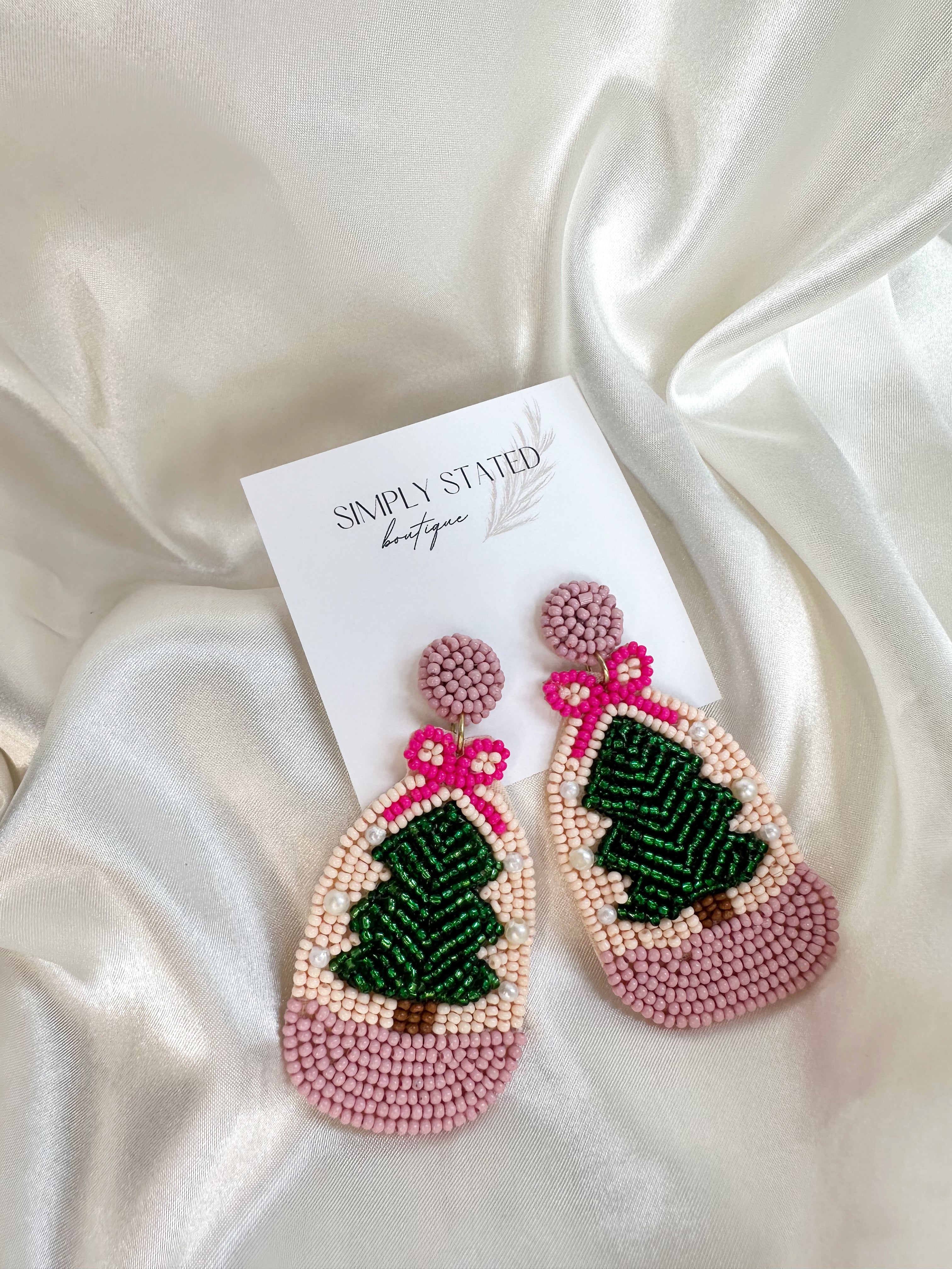 Pink Tree Earring