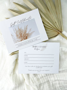 Simply Stated Gift Certificate
